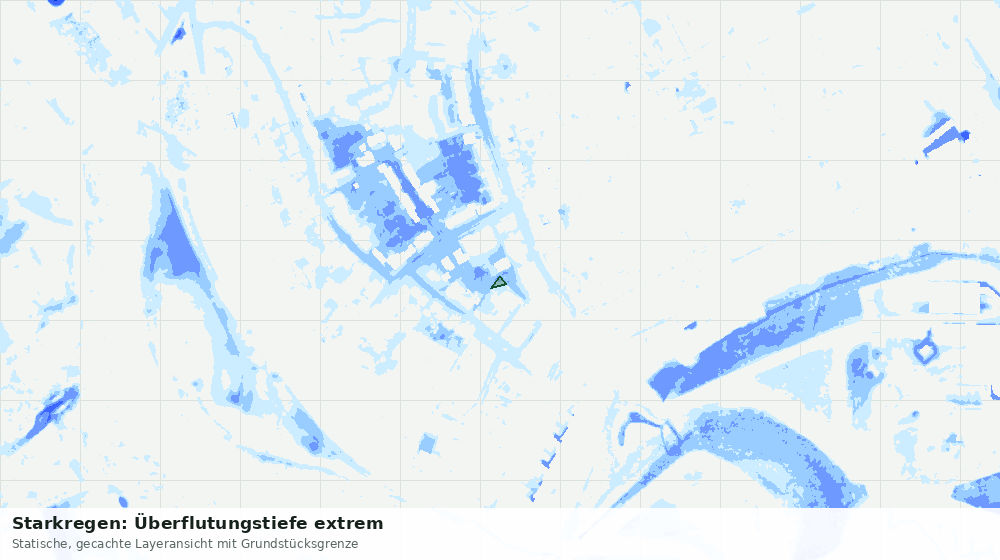 Statische Kartenansicht: Starkregen: Überflutungstiefe extrem