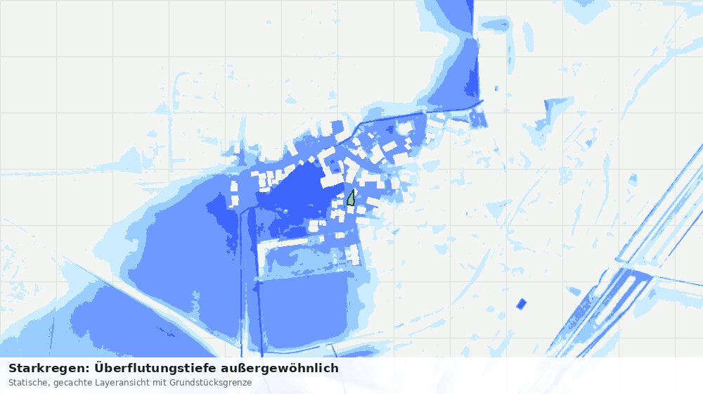 Statische Kartenansicht: Starkregen: Überflutungstiefe außergewöhnlich
