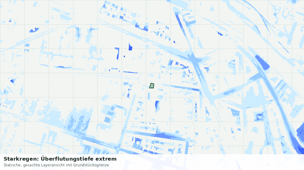 Statische Kartenansicht: Starkregen: Überflutungstiefe extrem