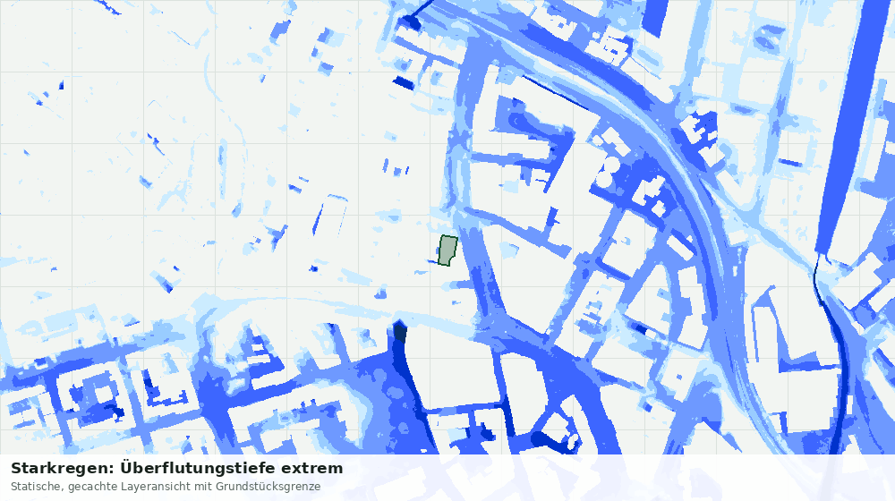 Statische Kartenansicht: Starkregen: Überflutungstiefe extrem