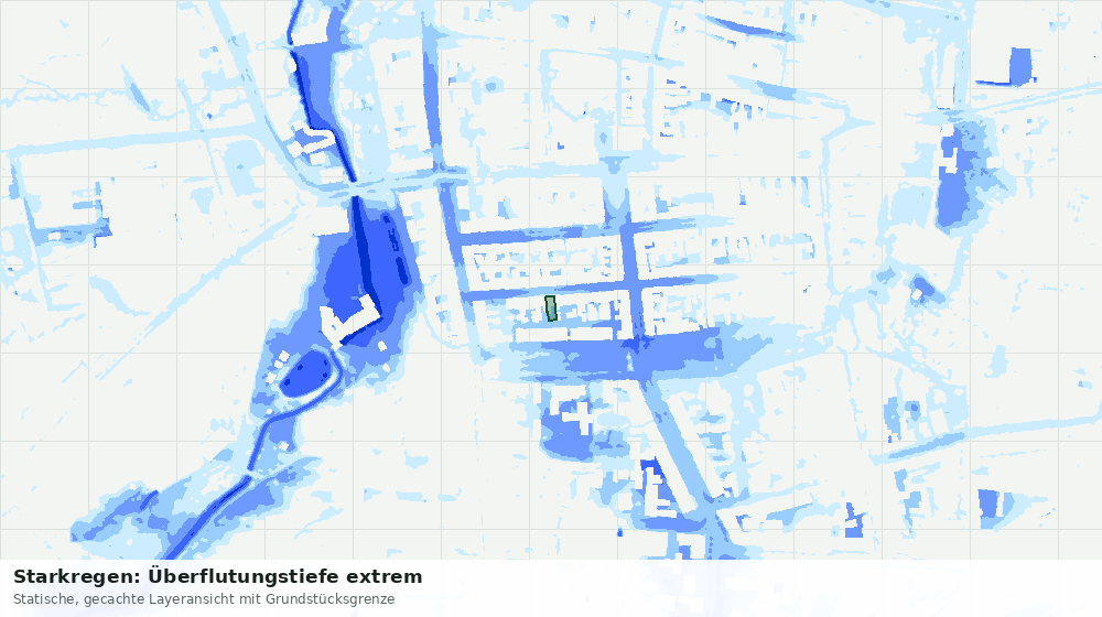Statische Kartenansicht: Starkregen: Überflutungstiefe extrem