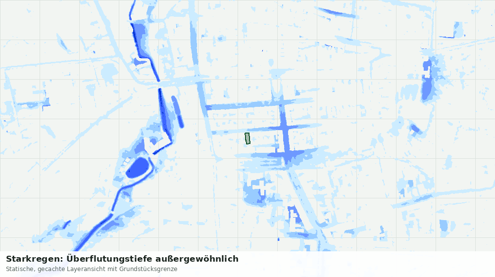 Statische Kartenansicht: Starkregen: Überflutungstiefe außergewöhnlich