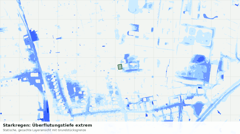 Statische Kartenansicht: Starkregen: Überflutungstiefe extrem