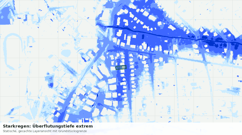Statische Kartenansicht: Starkregen: Überflutungstiefe extrem