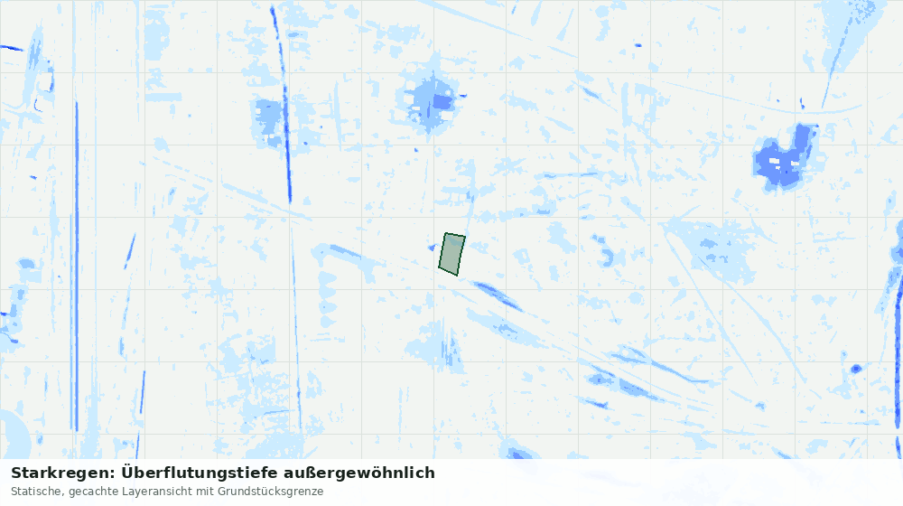 Statische Kartenansicht: Starkregen: Überflutungstiefe außergewöhnlich