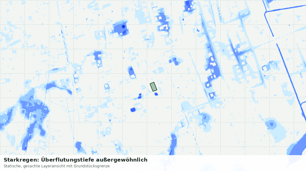 Statische Kartenansicht: Starkregen: Überflutungstiefe außergewöhnlich