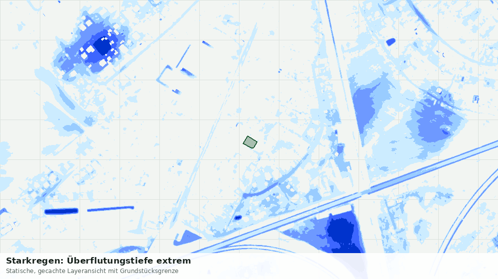 Statische Kartenansicht: Starkregen: Überflutungstiefe extrem