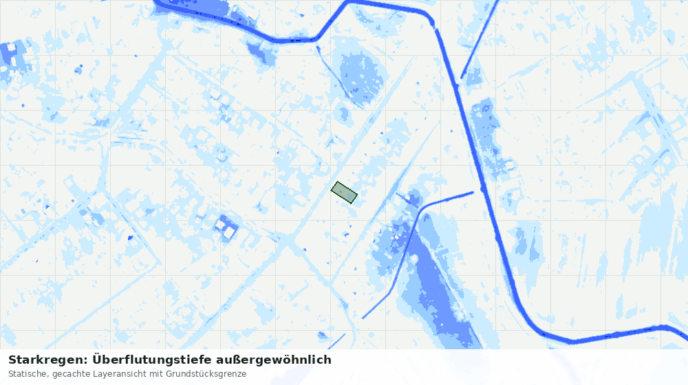 Statische Kartenansicht: Starkregen: Überflutungstiefe außergewöhnlich