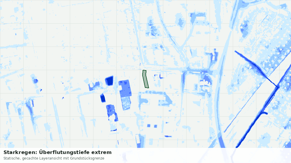 Statische Kartenansicht: Starkregen: Überflutungstiefe extrem