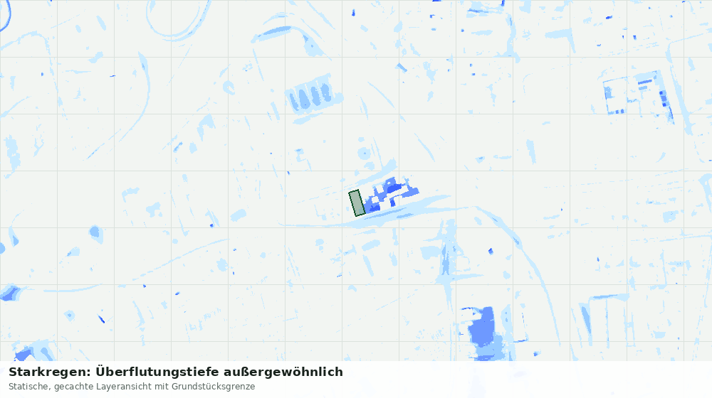 Statische Kartenansicht: Starkregen: Überflutungstiefe außergewöhnlich