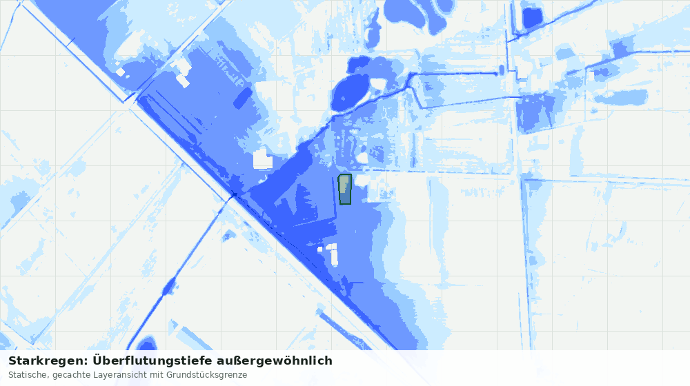 Statische Kartenansicht: Starkregen: Überflutungstiefe außergewöhnlich