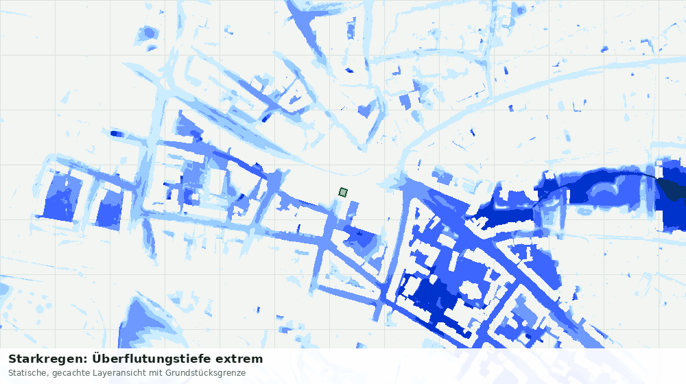 Statische Kartenansicht: Starkregen: Überflutungstiefe extrem