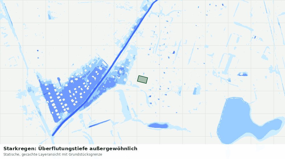 Statische Kartenansicht: Starkregen: Überflutungstiefe außergewöhnlich