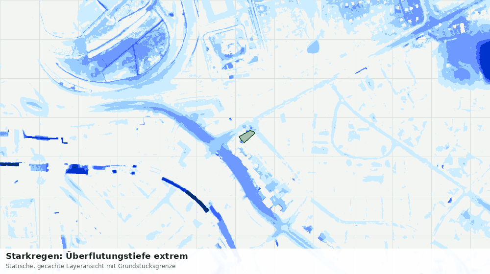 Statische Kartenansicht: Starkregen: Überflutungstiefe extrem