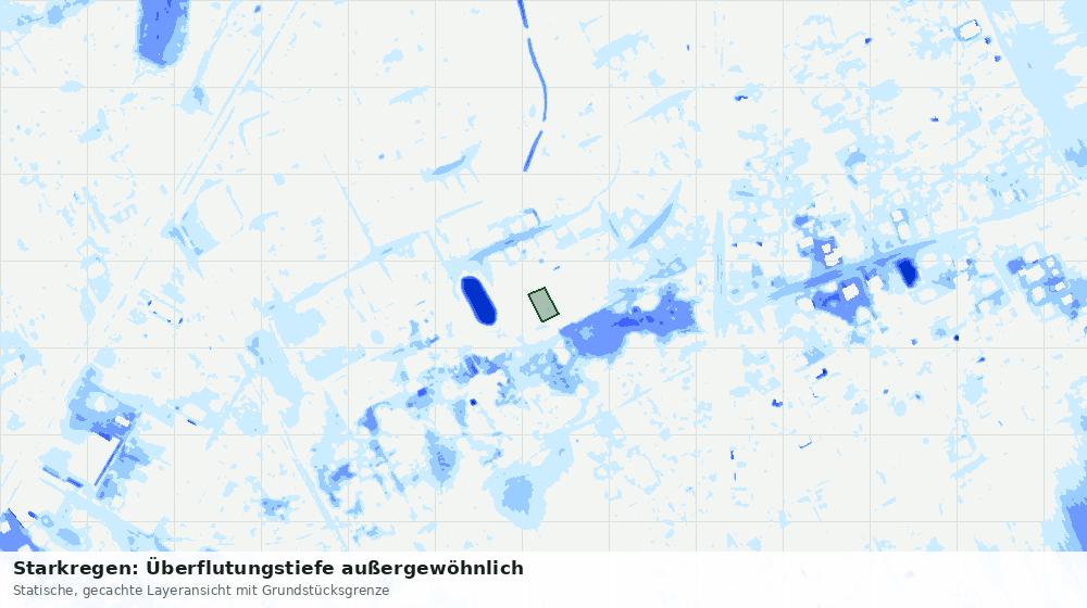 Statische Kartenansicht: Starkregen: Überflutungstiefe außergewöhnlich