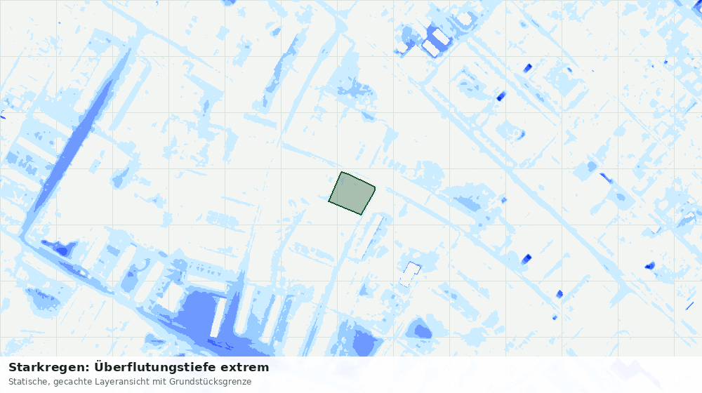 Statische Kartenansicht: Starkregen: Überflutungstiefe extrem