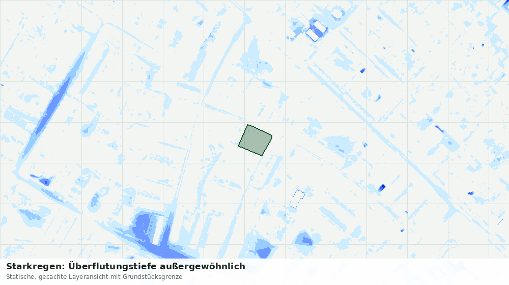 Statische Kartenansicht: Starkregen: Überflutungstiefe außergewöhnlich