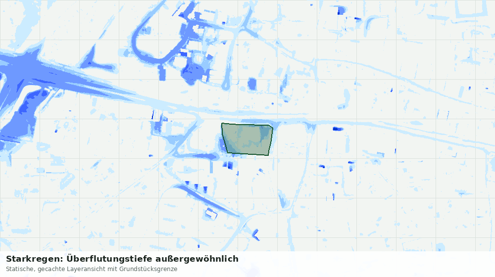 Statische Kartenansicht: Starkregen: Überflutungstiefe außergewöhnlich