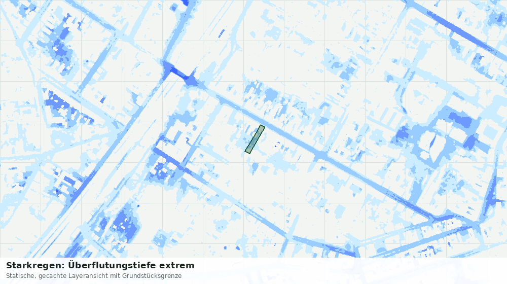Statische Kartenansicht: Starkregen: Überflutungstiefe extrem