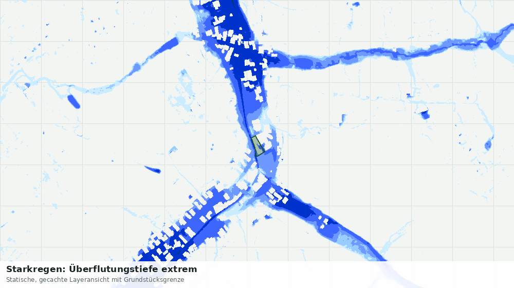 Statische Kartenansicht: Starkregen: Überflutungstiefe extrem