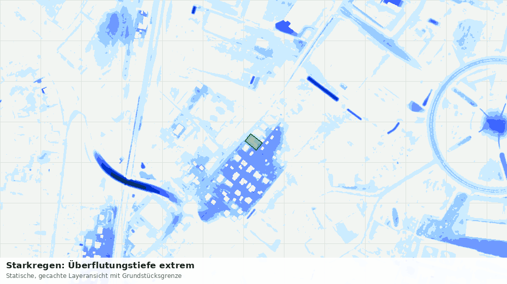 Statische Kartenansicht: Starkregen: Überflutungstiefe extrem
