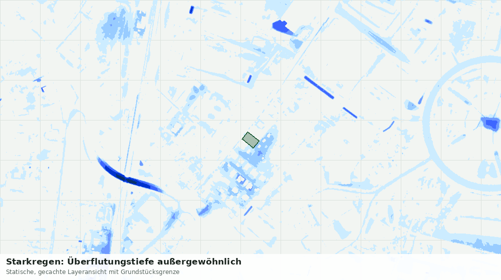 Statische Kartenansicht: Starkregen: Überflutungstiefe außergewöhnlich