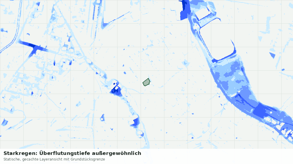 Statische Kartenansicht: Starkregen: Überflutungstiefe außergewöhnlich