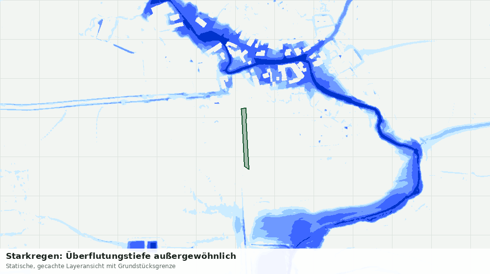Statische Kartenansicht: Starkregen: Überflutungstiefe außergewöhnlich