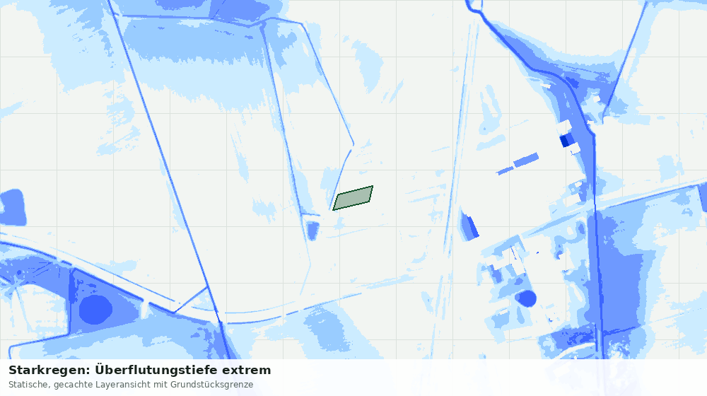 Statische Kartenansicht: Starkregen: Überflutungstiefe extrem