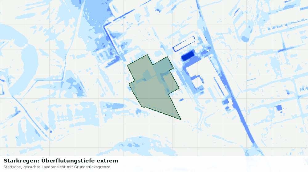 Statische Kartenansicht: Starkregen: Überflutungstiefe extrem