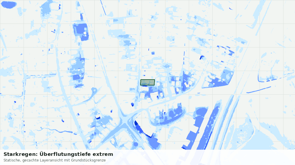 Statische Kartenansicht: Starkregen: Überflutungstiefe extrem