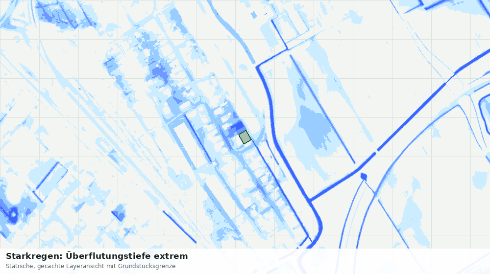 Statische Kartenansicht: Starkregen: Überflutungstiefe extrem
