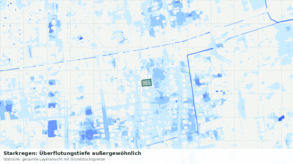 Statische Kartenansicht: Starkregen: Überflutungstiefe außergewöhnlich