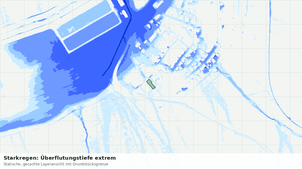 Statische Kartenansicht: Starkregen: Überflutungstiefe extrem