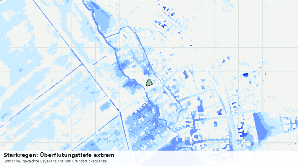 Statische Kartenansicht: Starkregen: Überflutungstiefe extrem