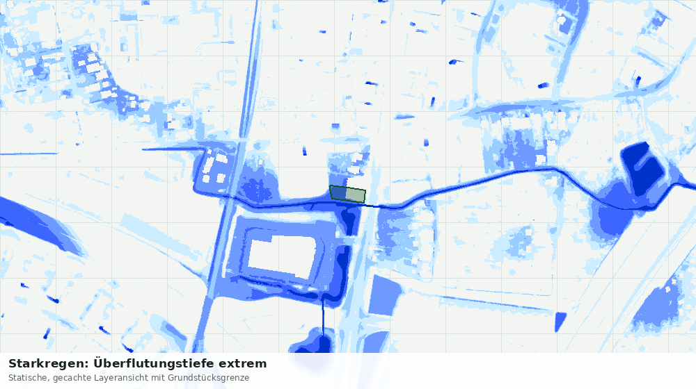 Statische Kartenansicht: Starkregen: Überflutungstiefe extrem