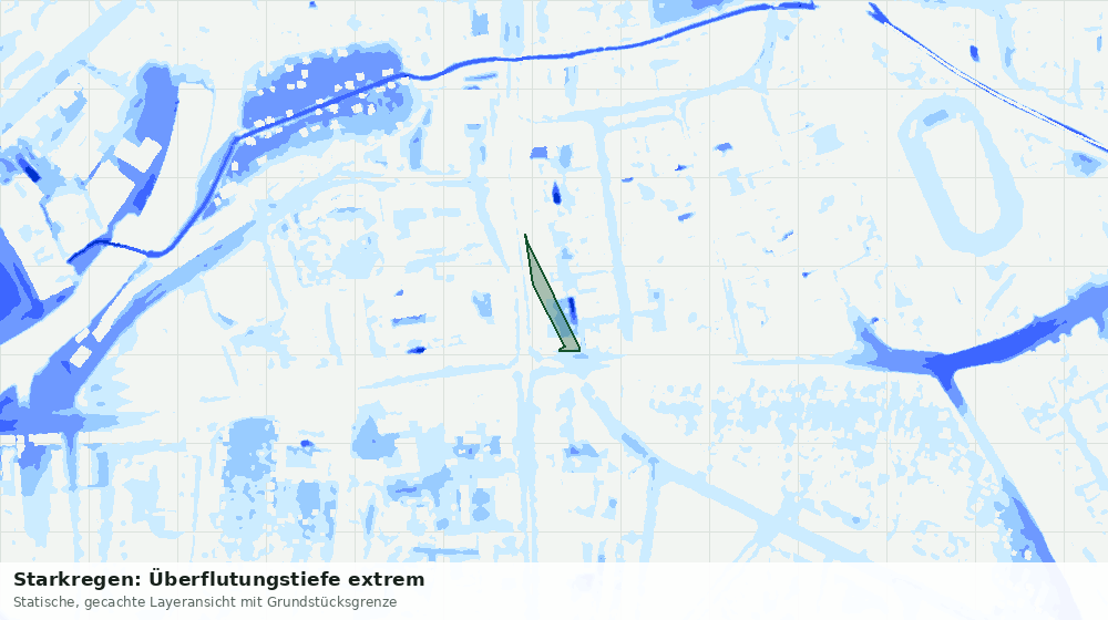 Statische Kartenansicht: Starkregen: Überflutungstiefe extrem