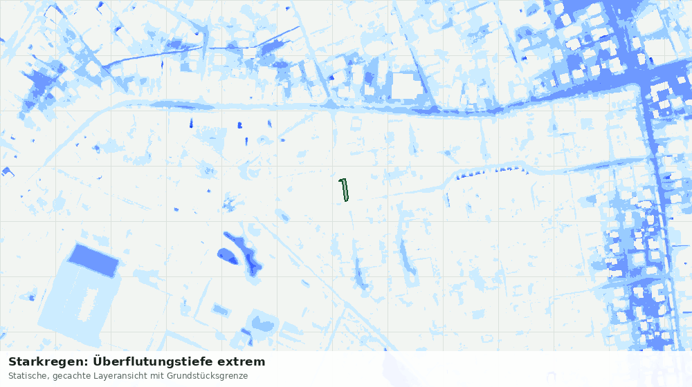 Statische Kartenansicht: Starkregen: Überflutungstiefe extrem