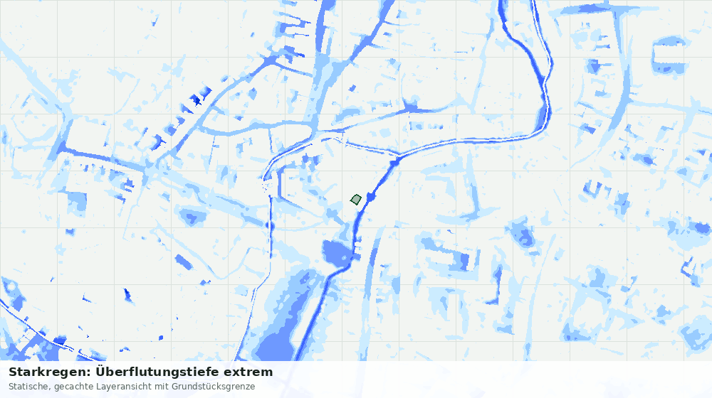 Statische Kartenansicht: Starkregen: Überflutungstiefe extrem