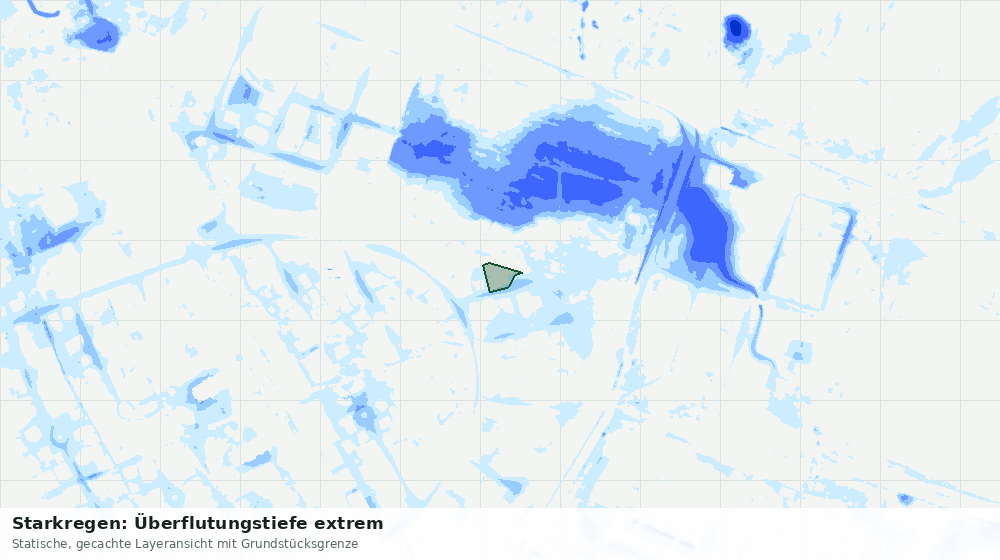 Statische Kartenansicht: Starkregen: Überflutungstiefe extrem