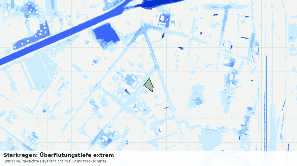 Statische Kartenansicht: Starkregen: Überflutungstiefe extrem