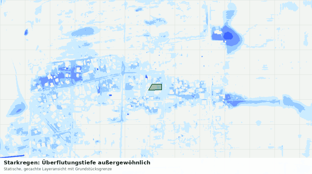 Statische Kartenansicht: Starkregen: Überflutungstiefe außergewöhnlich