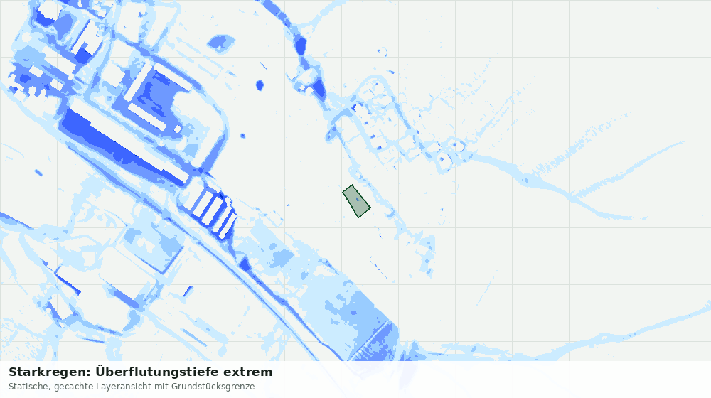 Statische Kartenansicht: Starkregen: Überflutungstiefe extrem