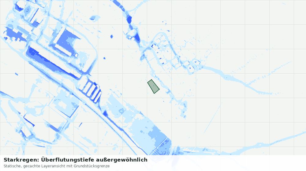 Statische Kartenansicht: Starkregen: Überflutungstiefe außergewöhnlich