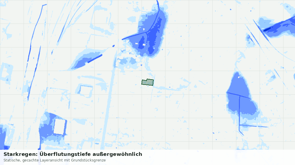 Statische Kartenansicht: Starkregen: Überflutungstiefe außergewöhnlich