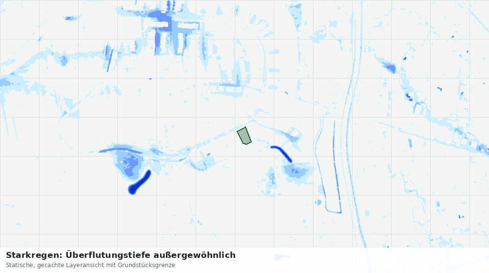 Statische Kartenansicht: Starkregen: Überflutungstiefe außergewöhnlich