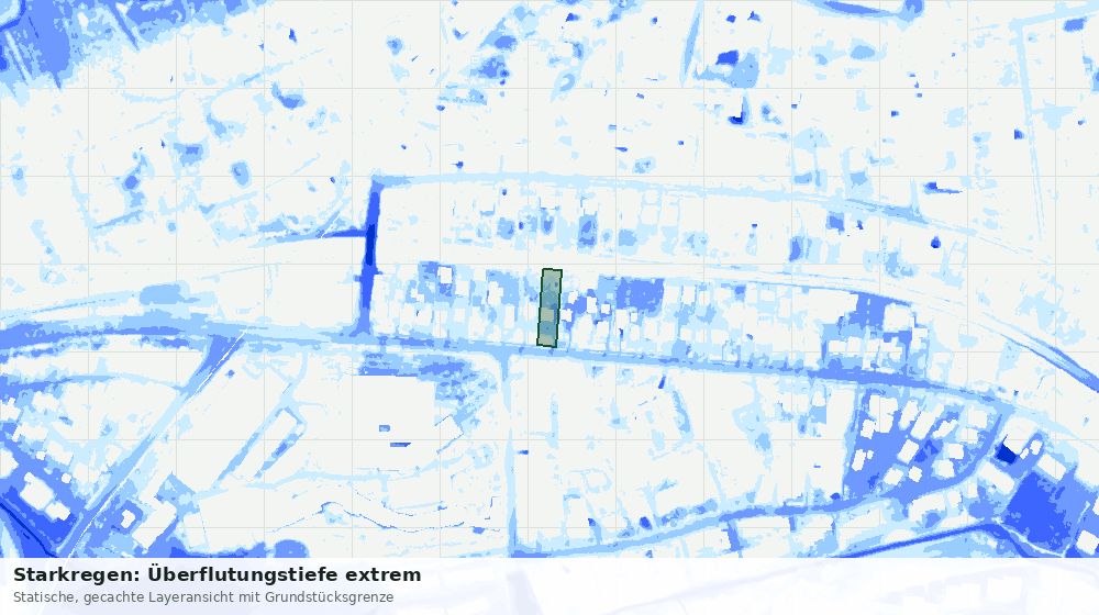 Statische Kartenansicht: Starkregen: Überflutungstiefe extrem