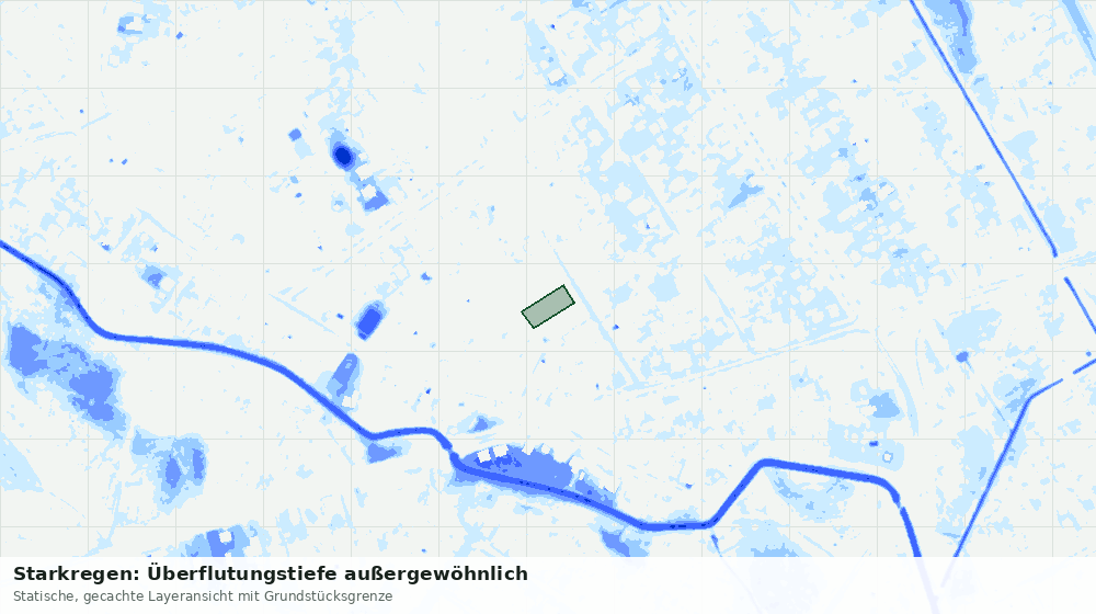 Statische Kartenansicht: Starkregen: Überflutungstiefe außergewöhnlich