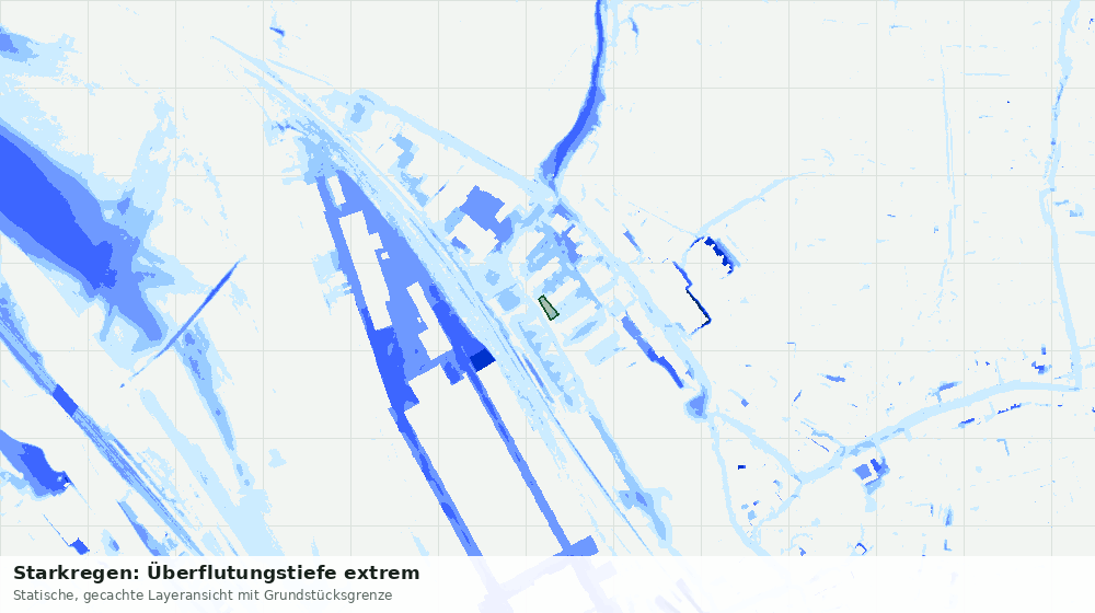 Statische Kartenansicht: Starkregen: Überflutungstiefe extrem