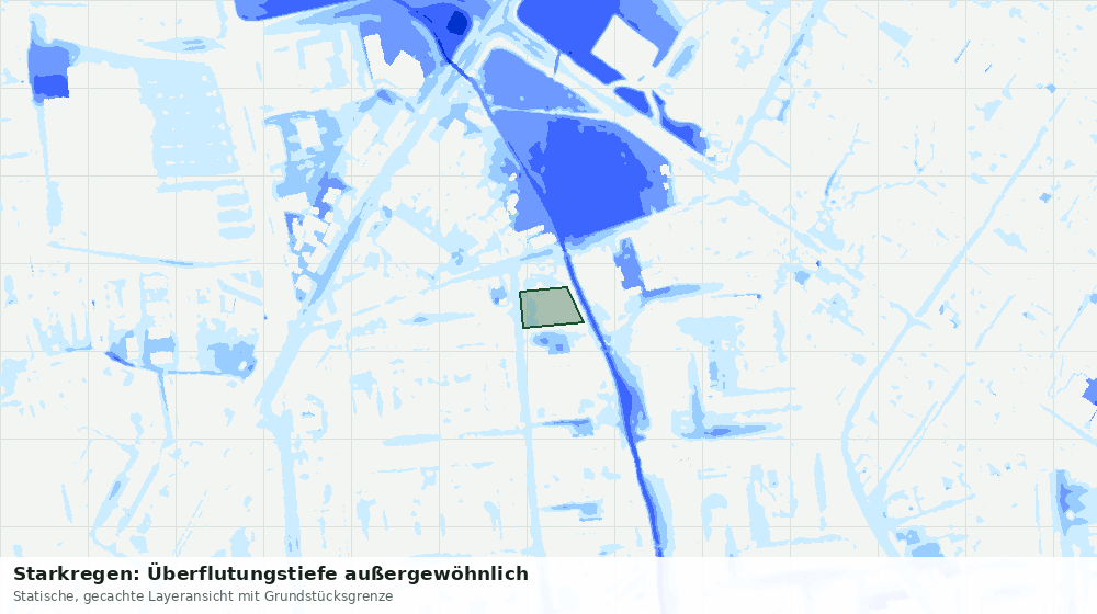 Statische Kartenansicht: Starkregen: Überflutungstiefe außergewöhnlich